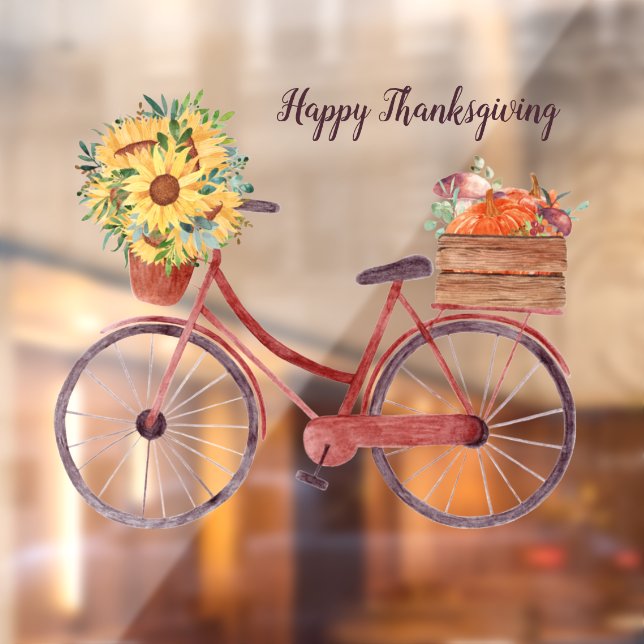 Happy Thanksgiving Bicycle   Window Cling (Sheet 2)