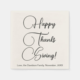 Happy Thanksgiving black custom script elegant Napkin