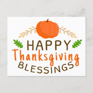 Happy Thanksgiving Blessed Grateful Friendsgiving Postcard