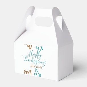 Happy Thanksgiving blue brown fall leaves flower h Favour Box
