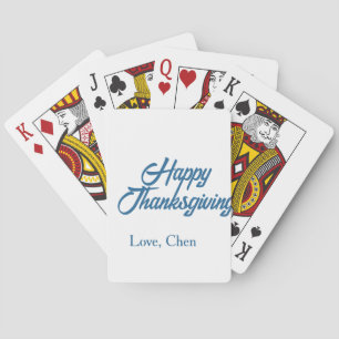 Happy Thanksgiving blue love name holiday winter m Playing Cards
