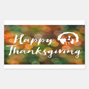 Happy Thanksgiving (bokeh fall lights) Rectangular Sticker