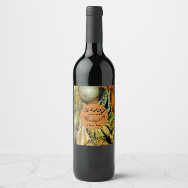 Happy Thanksgiving Bountiful Harvest Wine Label (Front)