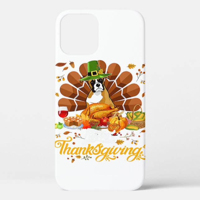 Happy Thanksgiving Boxer Turkey Dog Lover Gift Case-Mate iPhone Case (Back)
