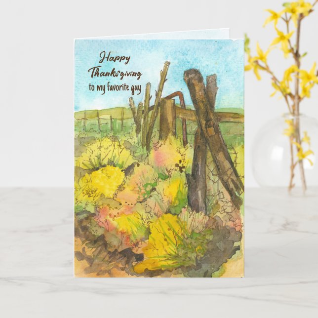 Happy Thanksgiving Boyfriend Favourite Guy  Card (Yellow Flower)