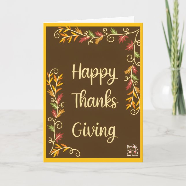 Happy Thanksgiving Brown Theme Card (Front)