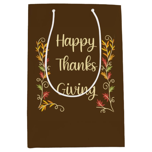 Happy Thanksgiving - Brown theme Medium Gift Bag (Front)