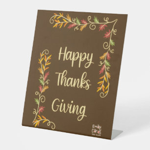 Happy Thanksgiving - Brown Theme Pedestal Sign