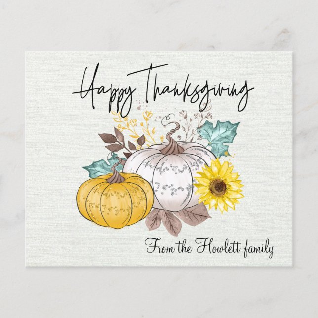 Happy Thanksgiving  Budget Card Pumpkin (Front)