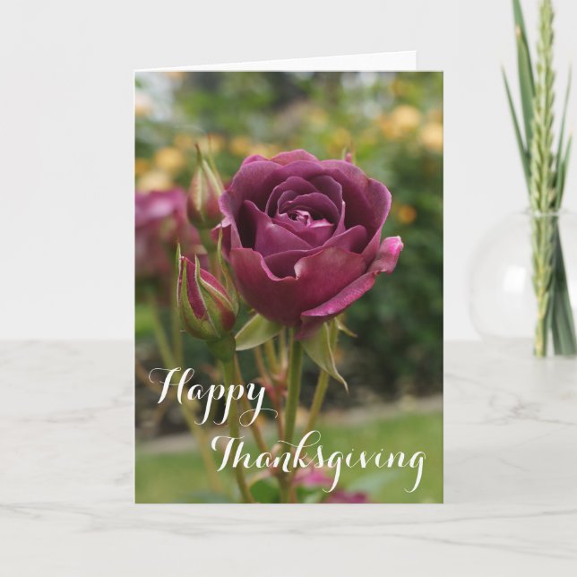 Happy Thanksgiving Burgundy Iceberg Rose #1 Card (Front)