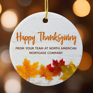 Happy Thanksgiving Business Autumn Leaves Company Ceramic Tree Decoration