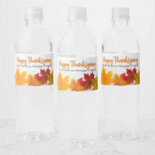 Happy Thanksgiving Business Custom Company Party Water Bottle Label