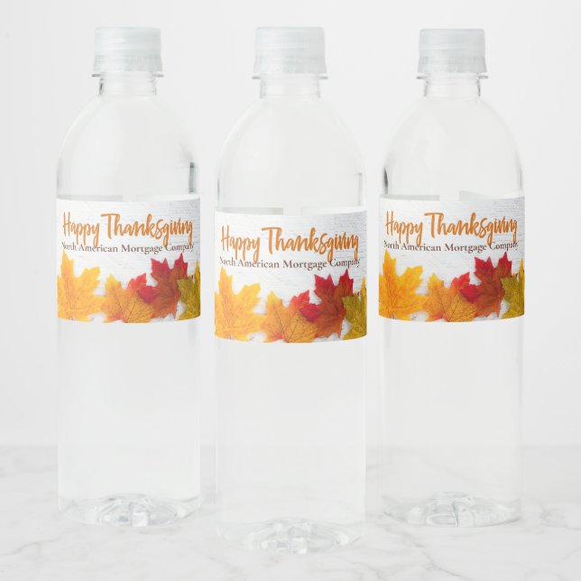 Happy Thanksgiving Business Custom Company Party Water Bottle Label (Bottles)