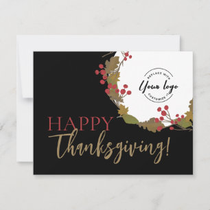Happy Thanksgiving business logo wreath Holiday Card
