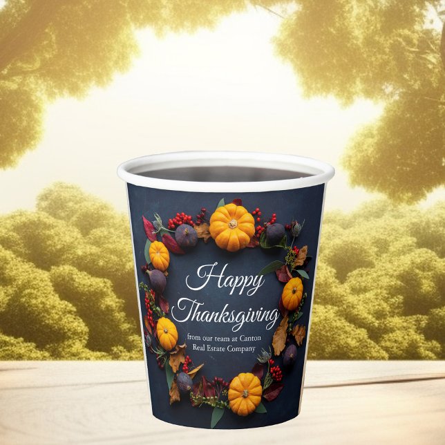 Happy Thanksgiving Business Pumpkin Dinner Party Paper Cups (Creator Uploaded)