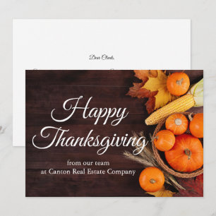 Happy Thanksgiving Business Pumpkins Customised Holiday Card