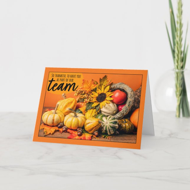 Happy Thanksgiving Business Thankful Team Member Holiday Card (Front)