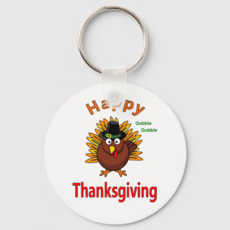 Happy Thanksgiving Button Keychain