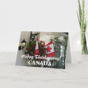 Happy Thanksgiving CANADA/Maple Leaf Flags Holiday Card