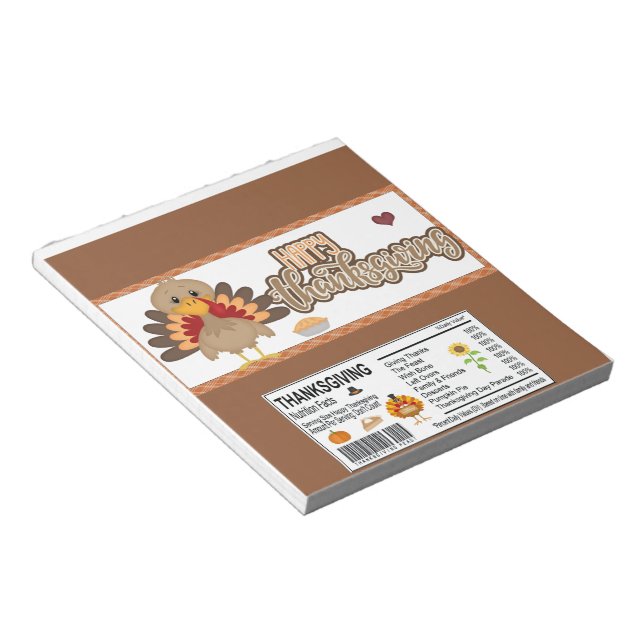 Happy Thanksgiving Candy Bar Wrapper Party Favours Notepad (Angled)