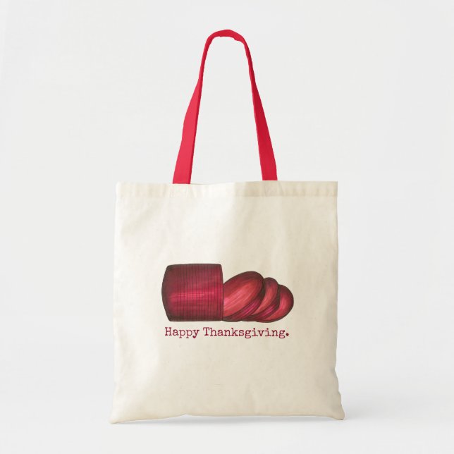 Happy Thanksgiving Canned Cranberry Sauce Food Tote Bag (Front)