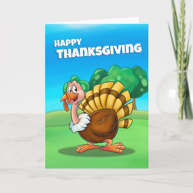 Happy Thanksgiving card cartoon (Front)