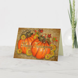 Happy Thanksgiving card Rustic Pumpkins
