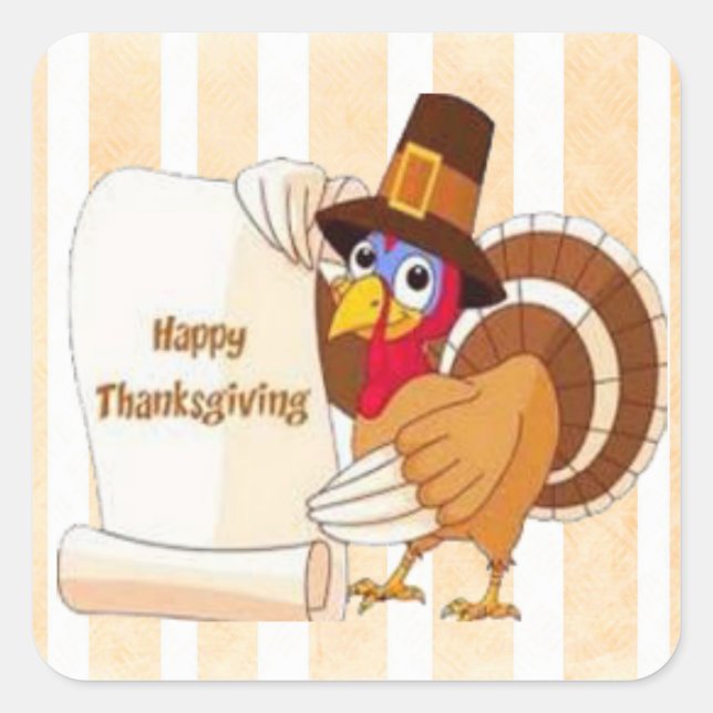 Happy Thanksgiving Cartoon Turkey Stickers (Front)
