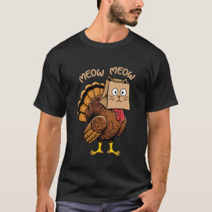 Happy Thanksgiving Cat Costume Turkey Funny Fake C T-Shirt