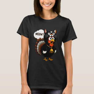 Happy Thanksgiving Cat Costume Turkey Funny Fake C T-Shirt
