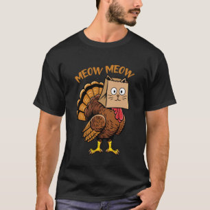 Happy Thanksgiving Cat Costume Turkey Funny Fake C T-Shirt