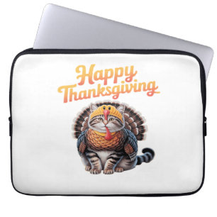 Happy Thanksgiving Cat Turkey Day Fall Classic T-S Laptop Sleeve