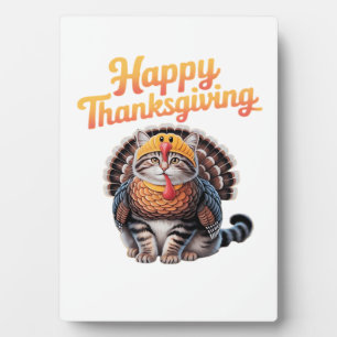 Happy Thanksgiving Cat Turkey Day Fall Classic T-S Plaque