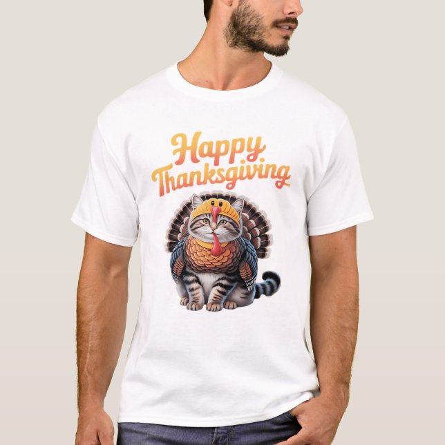 Happy Thanksgiving Cat Turkey Day Fall Classic T-S T-Shirt (Front)
