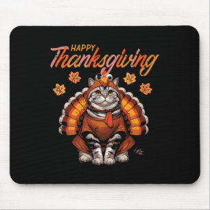 Happy Thanksgiving Cat Turkey Day Fall Women Girls Mouse Mat