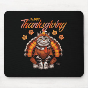 Happy Thanksgiving Cat Turkey Day Fall Women Girls Mouse Mat
