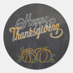 Happy Thanksgiving Chalkboard Pumpkin Stickers