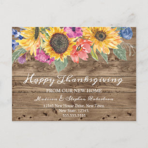Happy Thanksgiving   Change of Address  Holiday Postcard
