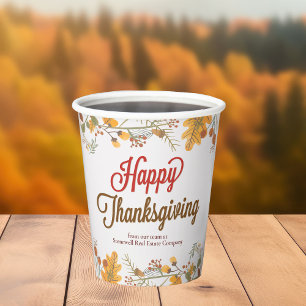 Happy Thanksgiving Chic Fall Leaves Company Party Paper Cups