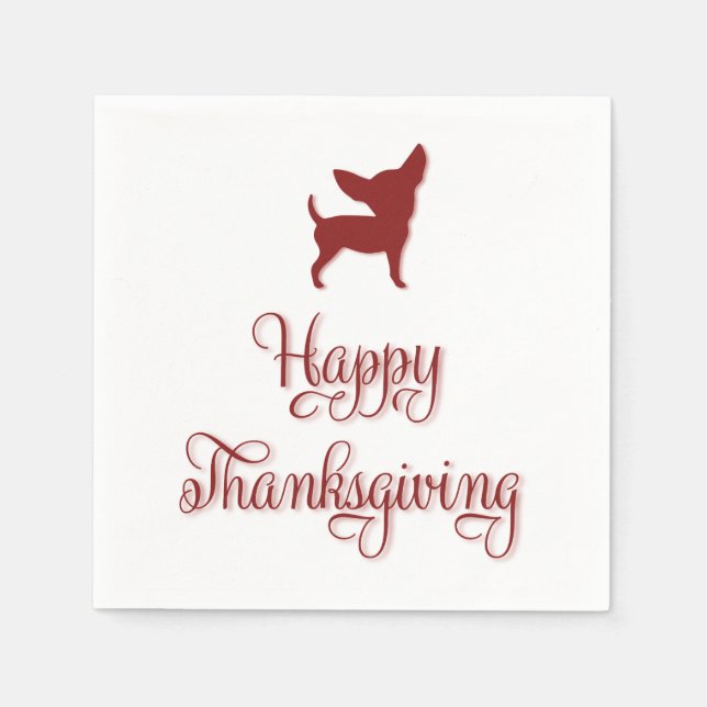 Happy Thanksgiving Chihuahua Paper Napkins (Front)