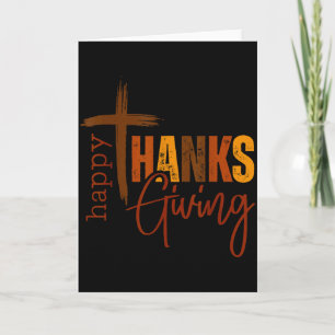 Happy Thanksgiving Christian Cross Turkey Pumpkin  Card
