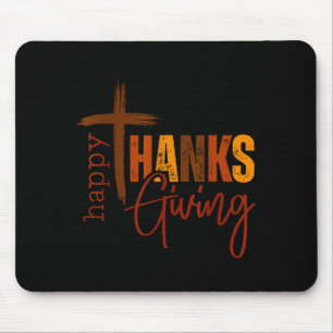 Happy Thanksgiving Christian Cross Turkey Pumpkin Mouse Mat