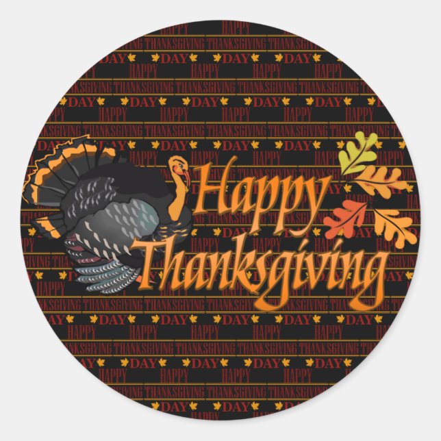 Happy Thanksgiving Classic Round Sticker (Front)