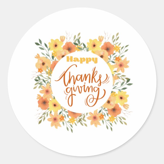 Happy Thanksgiving  Classic Round Sticker (Front)