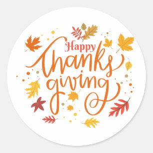 Happy Thanksgiving Classic Round Sticker