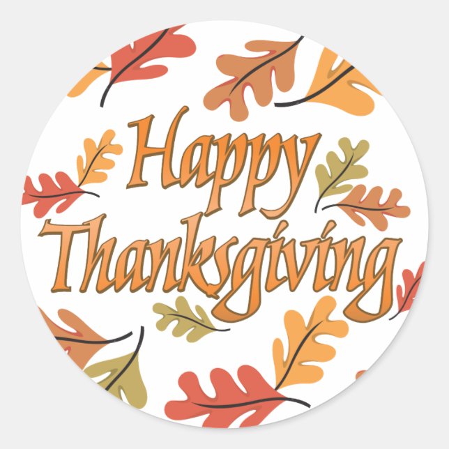 Happy Thanksgiving Classic Round Sticker (Front)