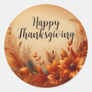 Happy Thanksgiving Classic Round Sticker
