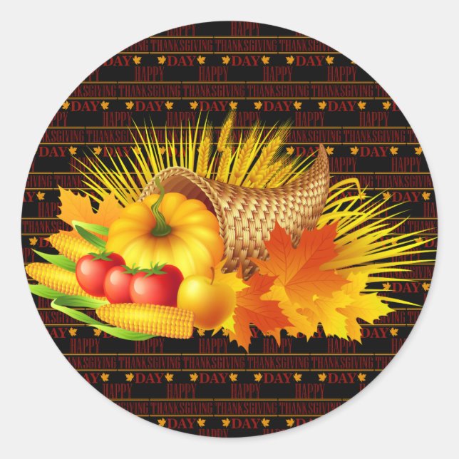 Happy Thanksgiving Classic Round Sticker (Front)