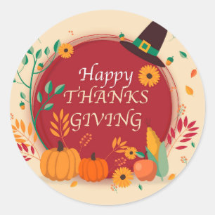 Happy Thanksgiving Classic Round Sticker