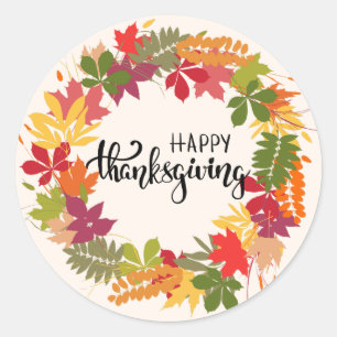 Happy Thanksgiving Classic Round Sticker